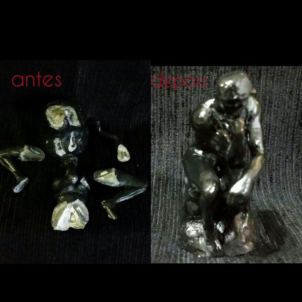 restauração de escultura de metal o pensador