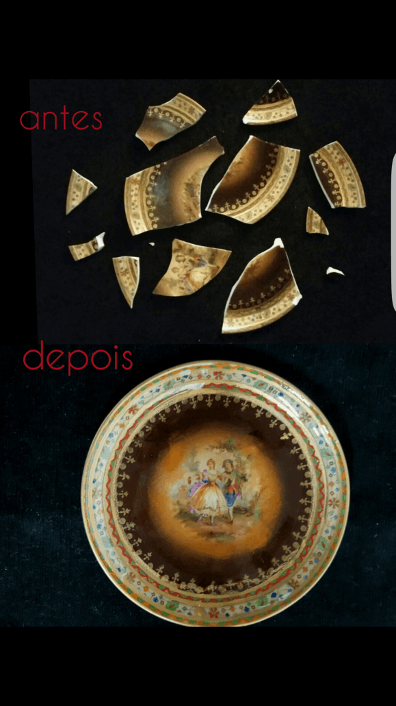 restauração de prato de porcelana antigo
